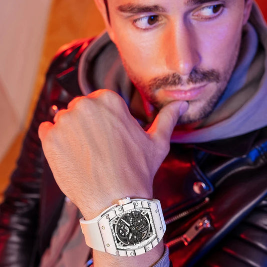 ChronoState BONEST GATTI Carbon Tonneau – Automatic Mechanical Watch | Luminous Fluororubber Luxury Timepiece
