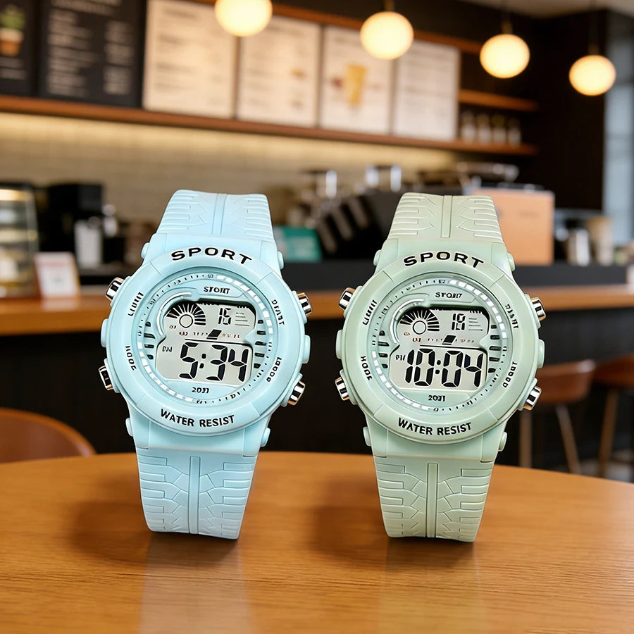 1/2pcs Fashion Sports Watch 30M Waterproof 7 Colors LED Backlight Alarm Stopwatch Electronic Wristwatch for Teens Men Women