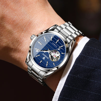 BINBOND Luxury mechanical wristwatches for men luminous waterproof automatic tourbillon men's watch vintage skeleton reloj
