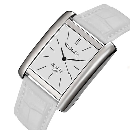 ChronoState Square Classic Women’s Quartz Watch | Elegant Black & White Dial Ladies Casual Wristwatch