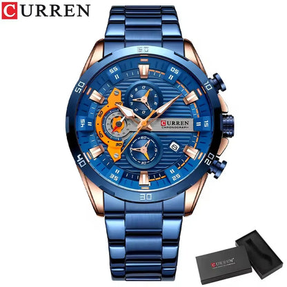 Stainless Steel Watches for Mens Creative Fashion Luminous Dial with Chronograph Clock Male Casual Wristwatches Business