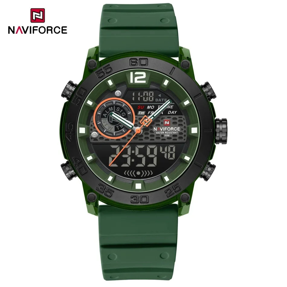 NAVIFORCE Men's Lightweight Sports Wrist Watch Dual Display Time Night Light Watches Boy's Quartz  Stopwatch Multifunctional