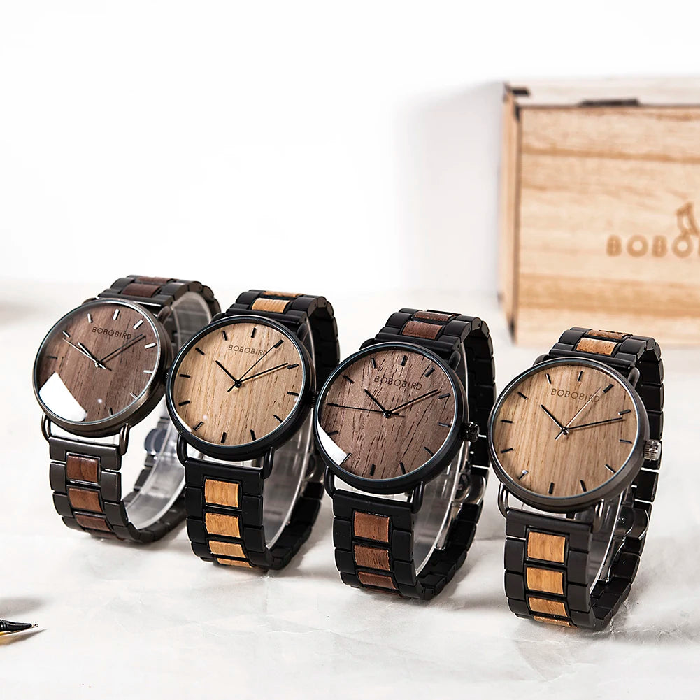 BOBO BIRD Watch Men Zebra Wood  Luxury Brand montre homme Quartz Wristwatches Male Clock Simple Ultra-thin Watches for Man