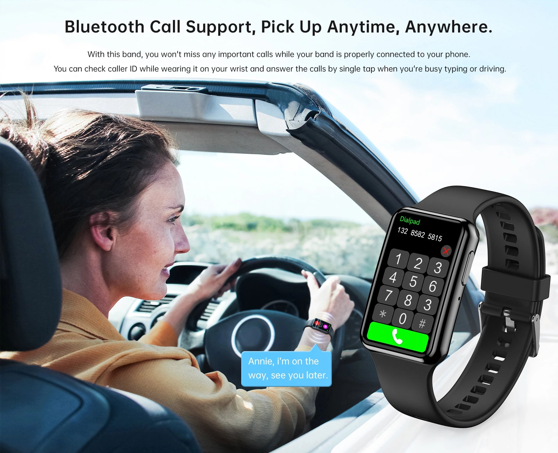 1.47 Inch BT Call Smart Band Heart Rate Monitor Blood Pressure Fitness Sport Smart Watch Bracelet
