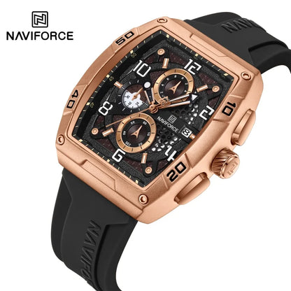 NAVIFORCE Men Quartz Multi-function Calendar Watches Male Personalized Fashion Sport  Wrist Watches Large Dial TPU Strap Clock