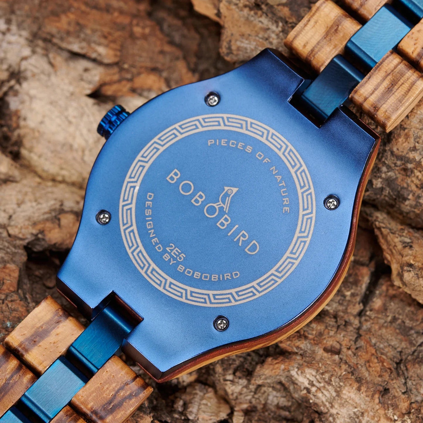 BOBOBIRD 2025 New Design Wooden Quartz Watch for Men Natural Wood Blue 43mm Dial Automatic Date Wristwatch Male for Men's gift