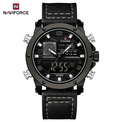NAVIFORCE Digital Mens Military Watch Waterproof Watch Dual Display Quartz Sports Watch For Men Luminous High Quality Wristwatch