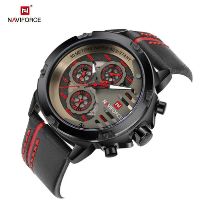 NAVIFORCE Mens Watch Top Brand Luxury Waterproof 24 Hour Date Quartz Watch Man Leather Sport WristWatch Men Waterproof Clock