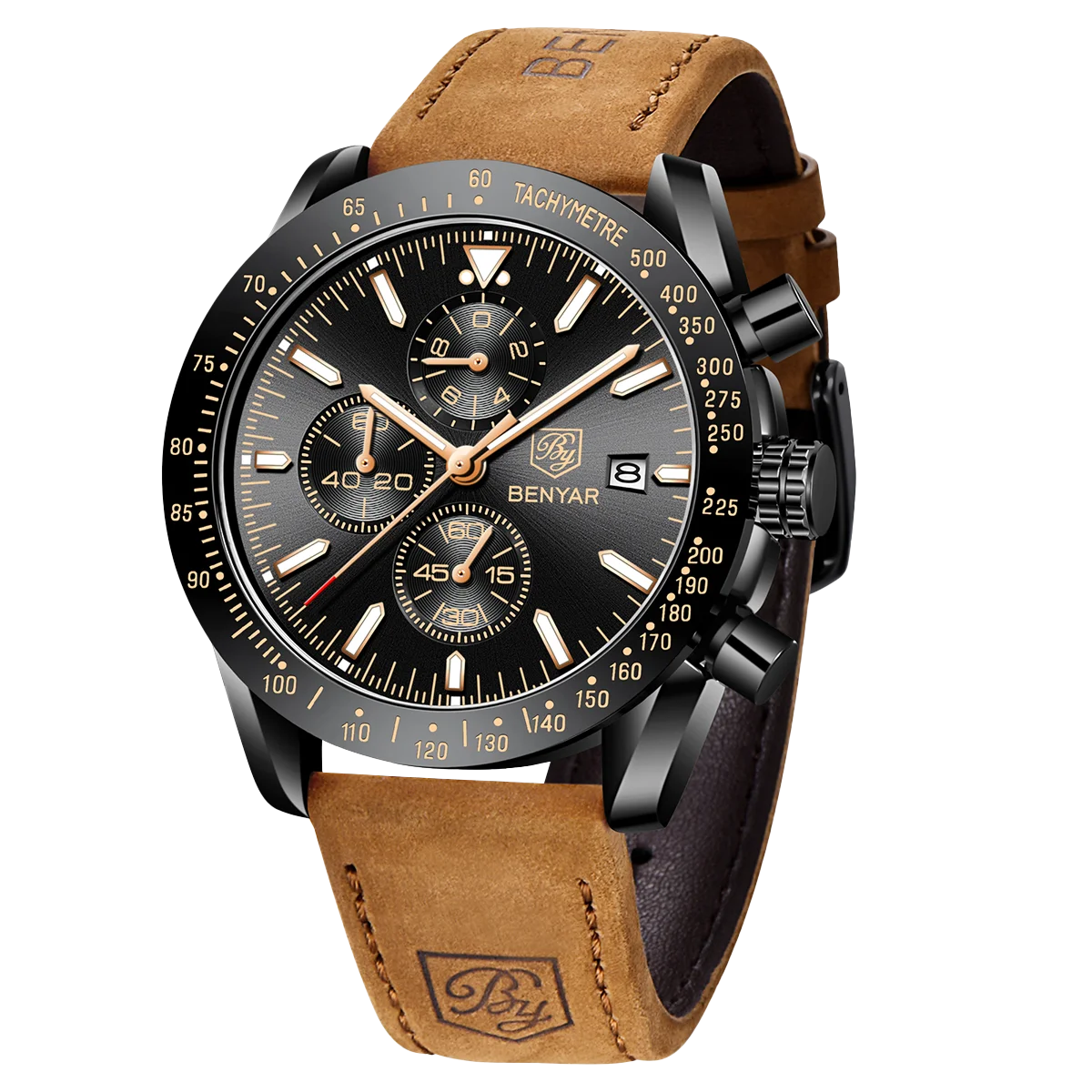 SAPPHERO Classic Quartz Men's Watch Chronicle Waterproof Men's Watch Leather Strap Business Casual Sports Clock