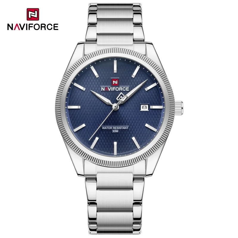 NAVIFORCE Men's Fashion Watch Luxury Business Quartz Wristwatch Stainless Steel Strap Waterproof Luminous Clock with Calendar