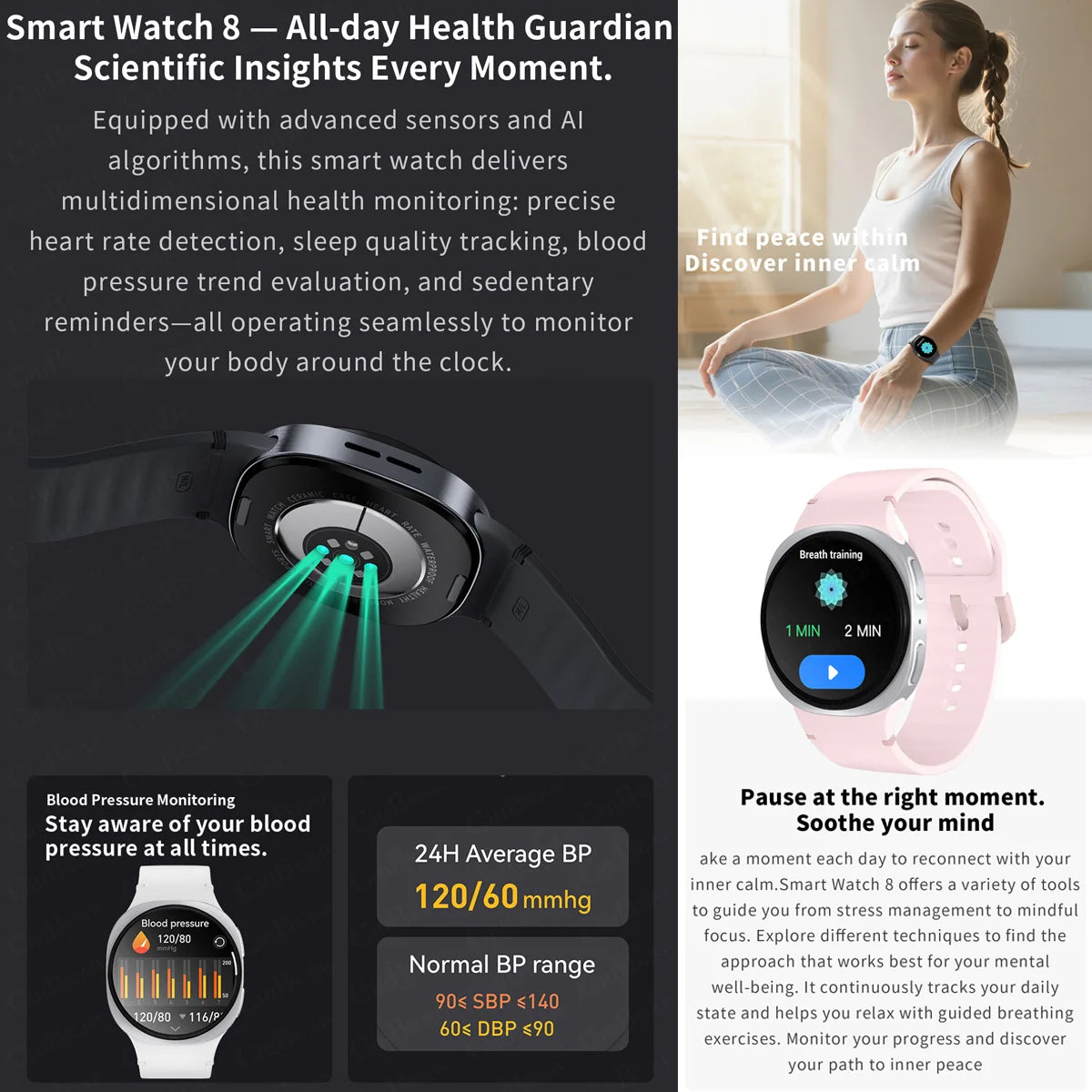 2026 New Watches 8 Mini GPS Track Smart Watch For Men Women Health Sports AMOLED Heart Rate Bluetooth Call Waterproof Smartwatch