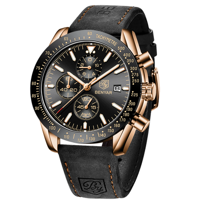 SAPPHERO Classic Quartz Men's Watch Chronicle Waterproof Men's Watch Leather Strap Business Casual Sports Clock