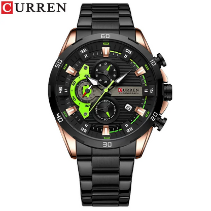 Stainless Steel Watches for Mens Creative Fashion Luminous Dial with Chronograph Clock Male Casual Wristwatches Business