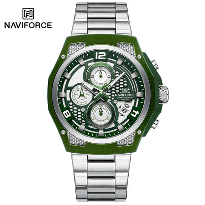 NAVIFORCE Brand Casual Sports Men Watches Multifunction Steel Strap Quartz Chronograph With Date Display Wristwatch Reloj Hombre