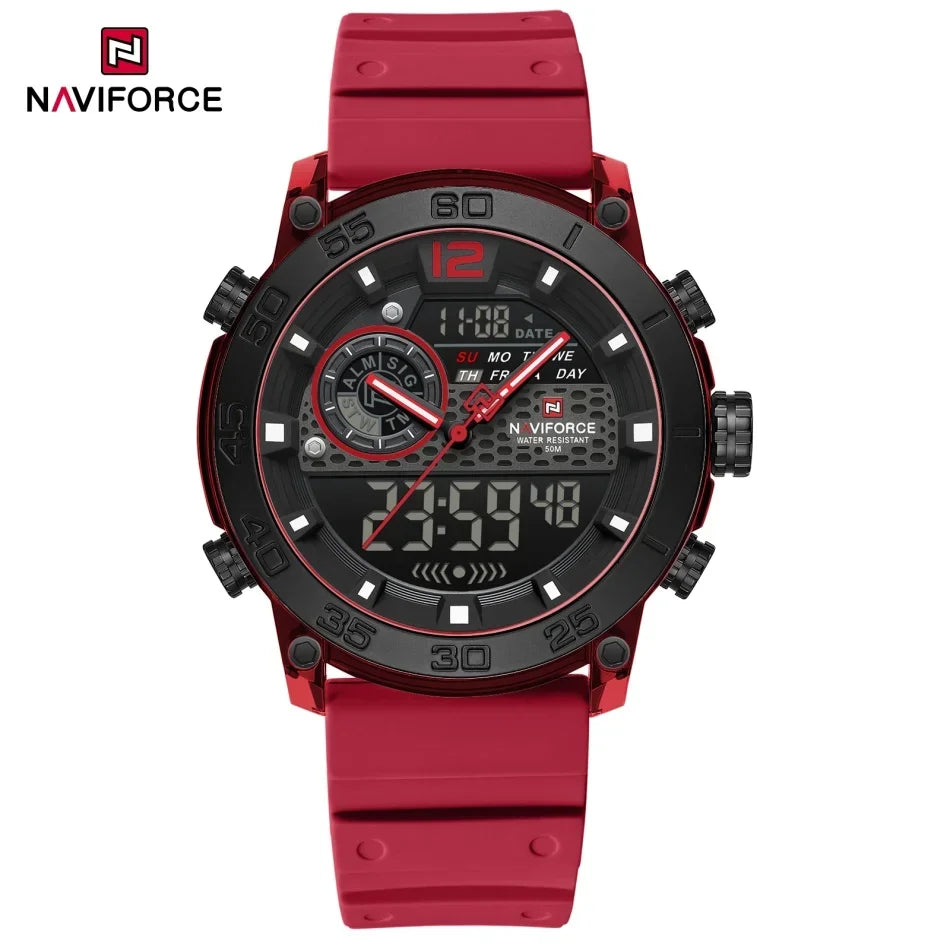 NAVIFORCE Men's Lightweight Sports Wrist Watch Dual Display Time Night Light Watches Boy's Quartz  Stopwatch Multifunctional