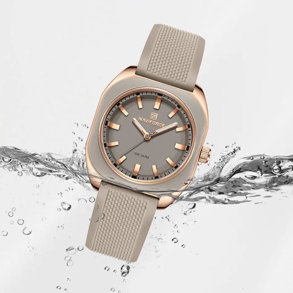 NAVIFORCE Fashion Women's Casual Elegant Simple Polygon Quartz Silicone Watch Gift for Women Wristwatch Casual Relogio Feminino