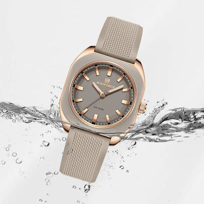 NAVIFORCE Fashion Women's Casual Elegant Simple Polygon Quartz Silicone Watch Gift for Women Wristwatch Casual Relogio Feminino