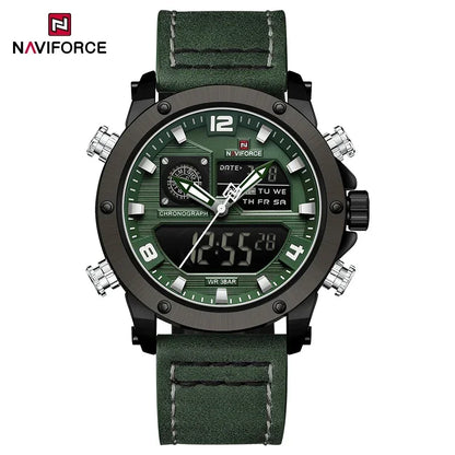 NAVIFORCE Digital Mens Military Watch Waterproof Watch Dual Display Quartz Sports Watch For Men Luminous High Quality Wristwatch