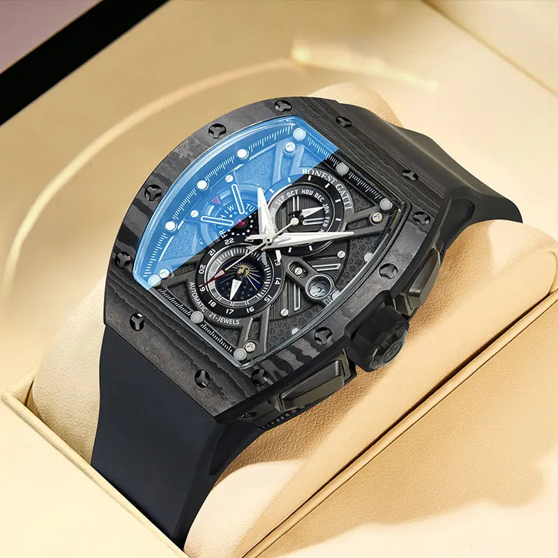 ChronoState BONEST GATTI BG9007 – Automatic Tonneau Watch | Sapphire Carbon Fiber Mechanical Timepiece