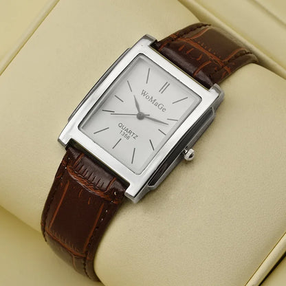 ChronoState Square Minimal – Unisex Quartz Leather Watch | Elegant Casual Fashion Timepiece