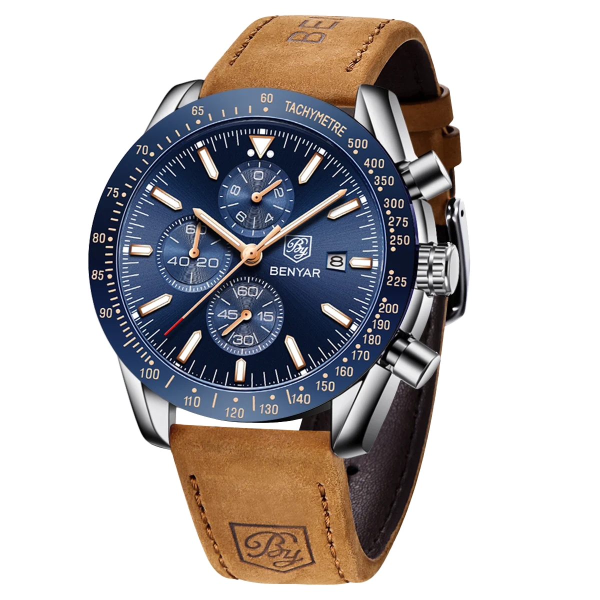 SAPPHERO Classic Quartz Men's Watch Chronicle Waterproof Men's Watch Leather Strap Business Casual Sports Clock