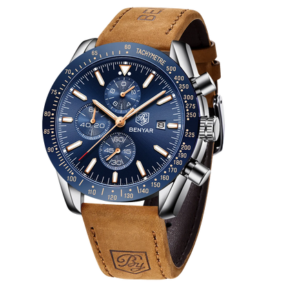 SAPPHERO Classic Quartz Men's Watch Chronicle Waterproof Men's Watch Leather Strap Business Casual Sports Clock