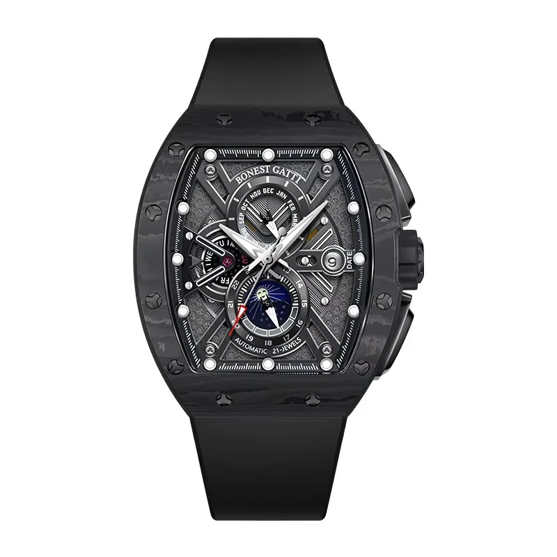 ChronoState BONEST GATTI BG9007 – Automatic Tonneau Watch | Sapphire Carbon Fiber Mechanical Timepiece
