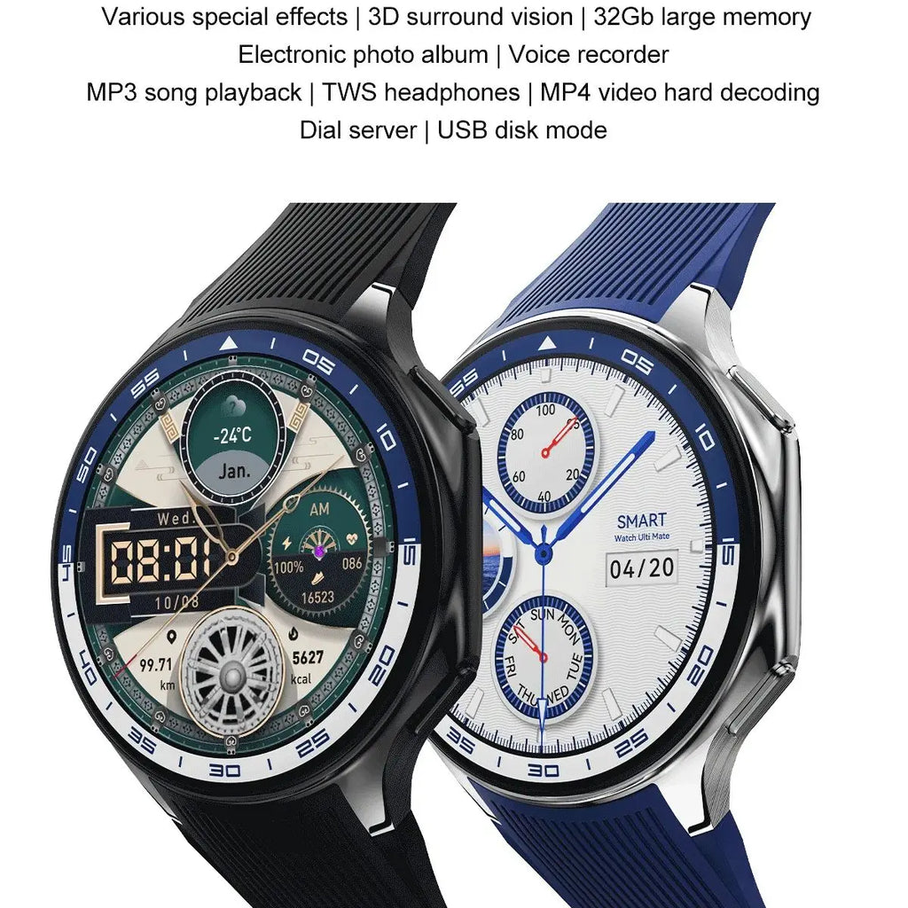 1.43 AMOLED Smart Watch 3D Surround Vision Player 4GB Large memory IP68 Smartwatch Men 2024 New TWS Earphones For OPPO Watch X