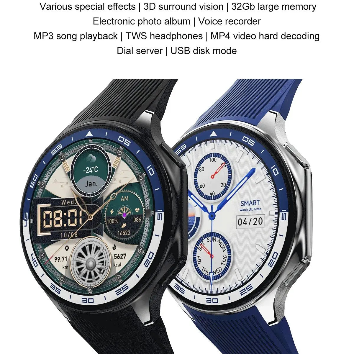 1.43 AMOLED Smart Watch 3D Surround Vision Player 4GB Large memory IP68 Smartwatch Men 2024 New TWS Earphones For OPPO Watch X
