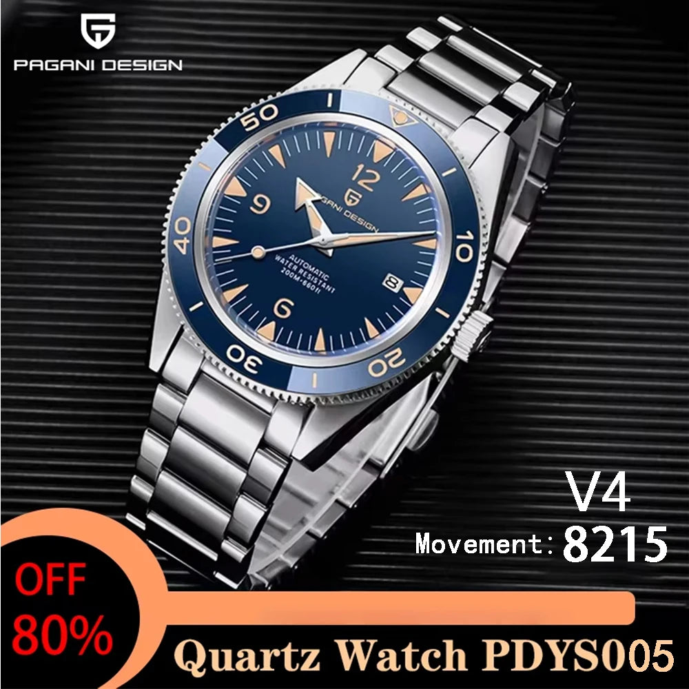 PAGANI DESIGN 2025 Luxury Men 8215 Movement V4 Automatic Mechanical Wristwatch 20bar Waterproof Sapphire StainlessSteel reloj