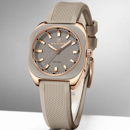 NAVIFORCE Fashion Women's Casual Elegant Simple Polygon Quartz Silicone Watch Gift for Women Wristwatch Casual Relogio Feminino