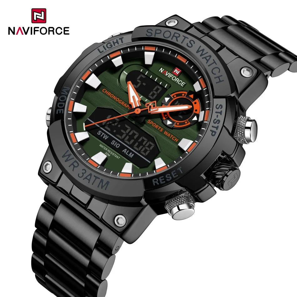 NAVIFORCE Men Military Watch Waterproof Wristwatch Dual Display Quartz Clock Sport Watch Male Big Watches Men Relogios Masculino