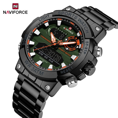 NAVIFORCE Men Military Watch Waterproof Wristwatch Dual Display Quartz Clock Sport Watch Male Big Watches Men Relogios Masculino
