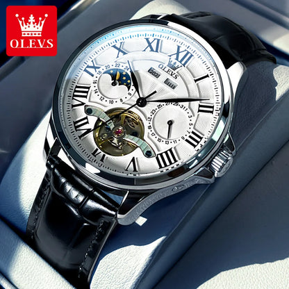 OLEVS 7013 Automatic Men Watch Moon phase Waterproof Luxury Men's Watch Date Stainless steel Mechanical Watch