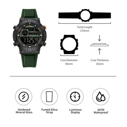 NAVIFORCE Men Watches Digital Quartz Silicone Military Watches for Men Chronograph Sport Waterproof Date Wrist Watch Man Clock