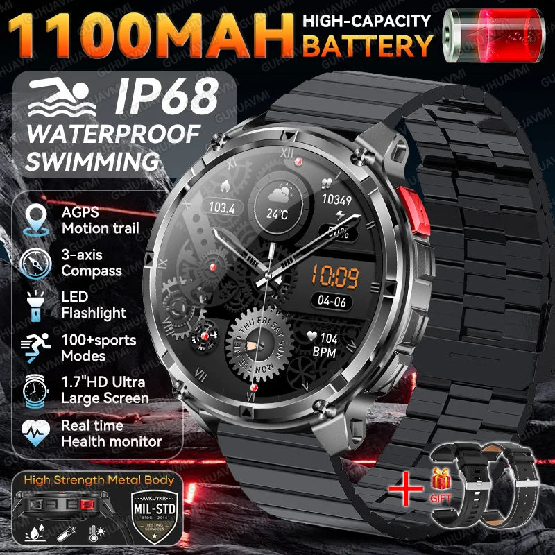 2026 New T-Rex3 Ultra 1100mAh Super Capacity Battery Adult Men Smart Watch 1.7" Large Screen Call 5ATM Waterproof Sports Watches