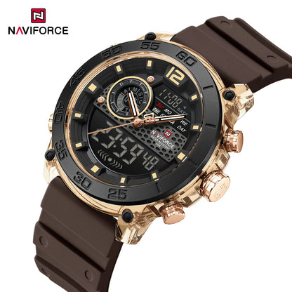 NAVIFORCE Men's Lightweight Sports Wrist Watch Dual Display Time Night Light Watches Boy's Quartz  Stopwatch Multifunctional