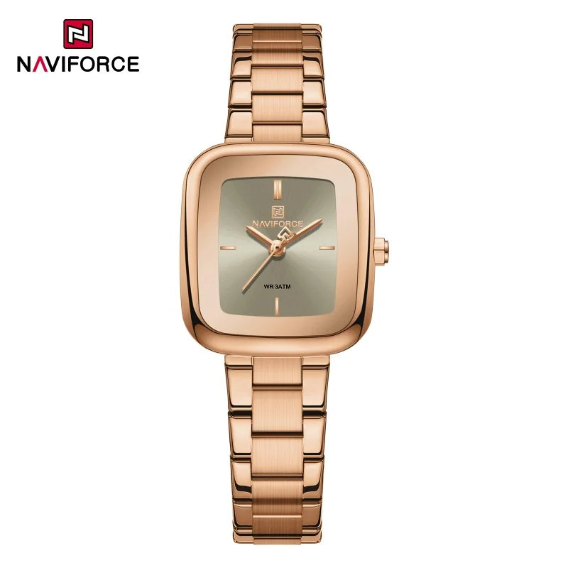 NAVIFORCE Fashion Watches for Women Sports 30M Waterproof Women's Stainless Steel Watches Unique Square Ultra light Girls' Watch