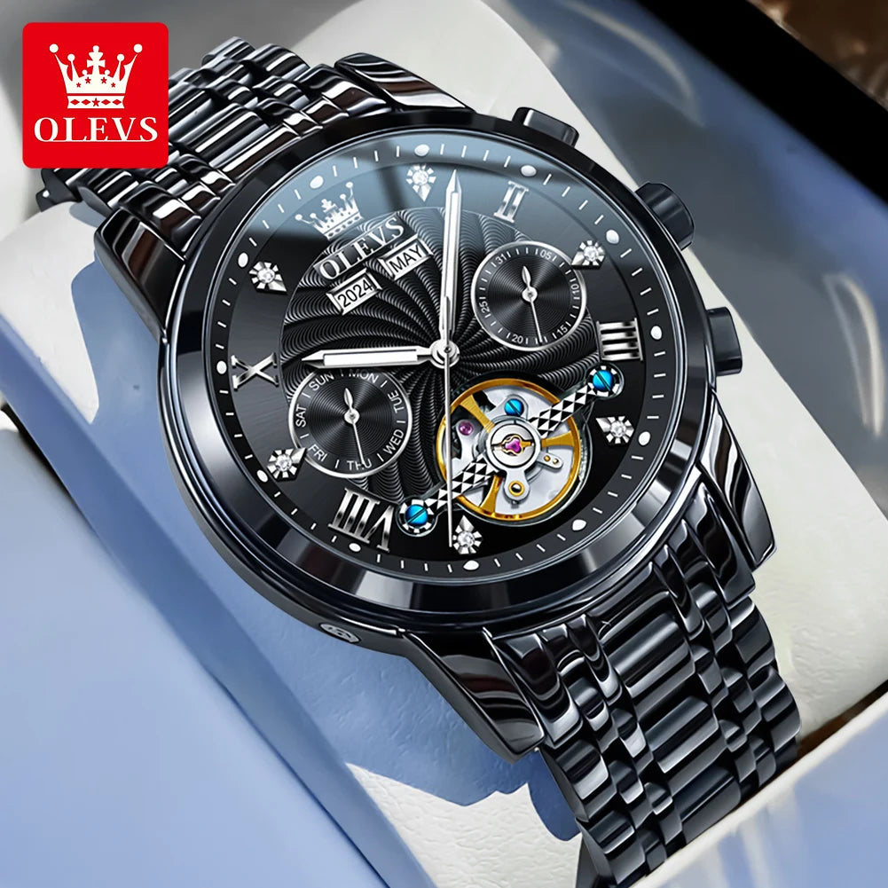 OLEVS 7088 Original Luxury Brand Men's Watch Chronograph Date Stainless steel Waterproof Mechanical Watch for Men NEW
