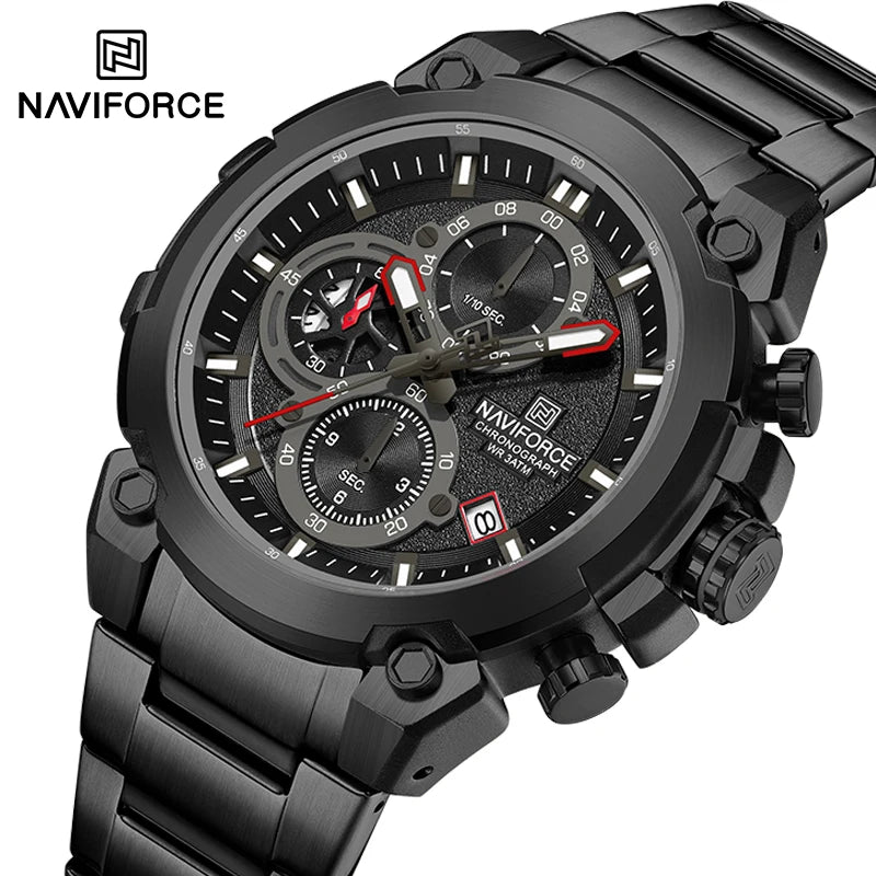 NAVIFORCE Man Watch Fashion Sports Chronograph Waterproof Men's Watches Calendar Display Military Quartz Male Watch Reloj Hombre