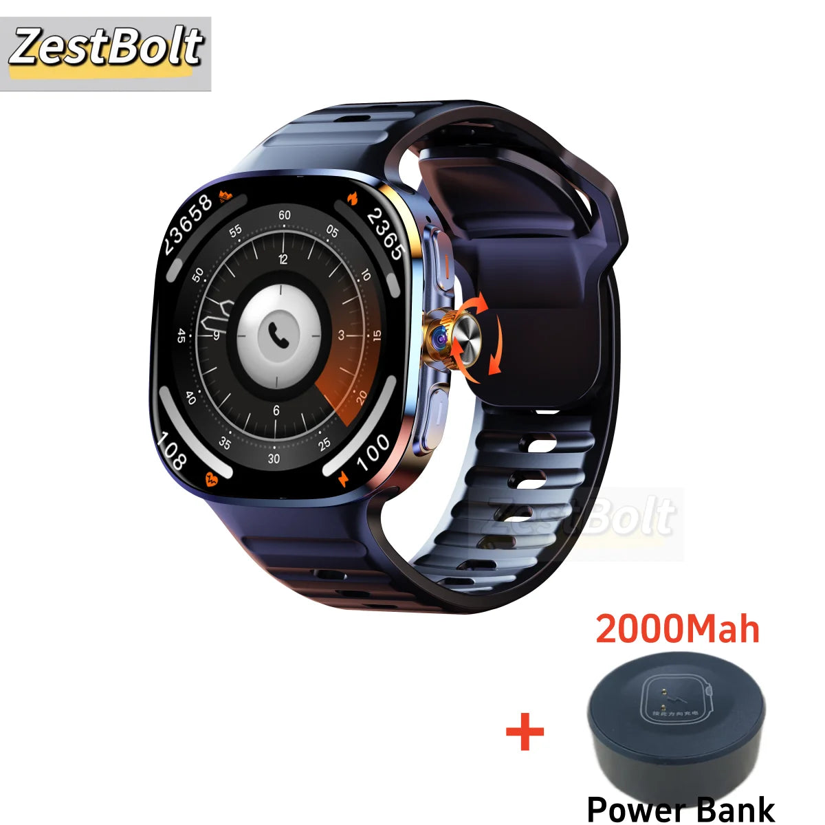 M99 Smartwatch 2.4inch Larger Amoled Screen 12 Panel Menu Smart Watch With 190° Rotating Camera 2100Mah Battery Android 10.0 OS