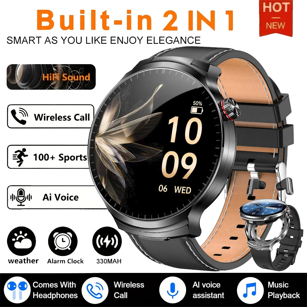 For Xiaomi New 2 in 1 Smart Watch With Earbuds Smartwatch TWS Bluetooth Earphone Heart Rate Blood Oxygen Monitor Sports Watch