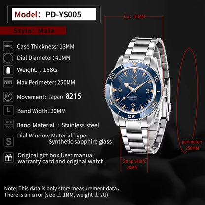 PAGANI DESIGN 2025 Luxury Men 8215 Movement V4 Automatic Mechanical Wristwatch 20bar Waterproof Sapphire StainlessSteel reloj
