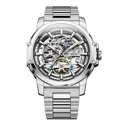 ABORNI 9039 Unique Design Skeleton Dial Tourbillon Men Watch Stainless Steel Waterproof Luxury Automatic Mechanical Men's Watch