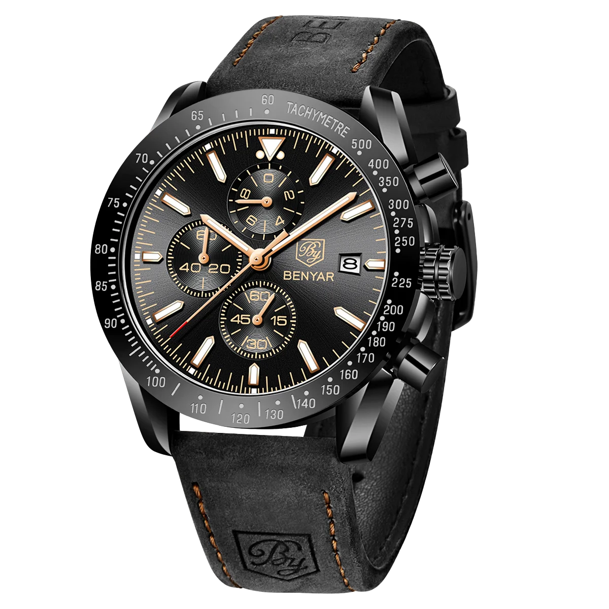 SAPPHERO Classic Quartz Men's Watch Chronicle Waterproof Men's Watch Leather Strap Business Casual Sports Clock