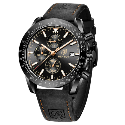 SAPPHERO Classic Quartz Men's Watch Chronicle Waterproof Men's Watch Leather Strap Business Casual Sports Clock
