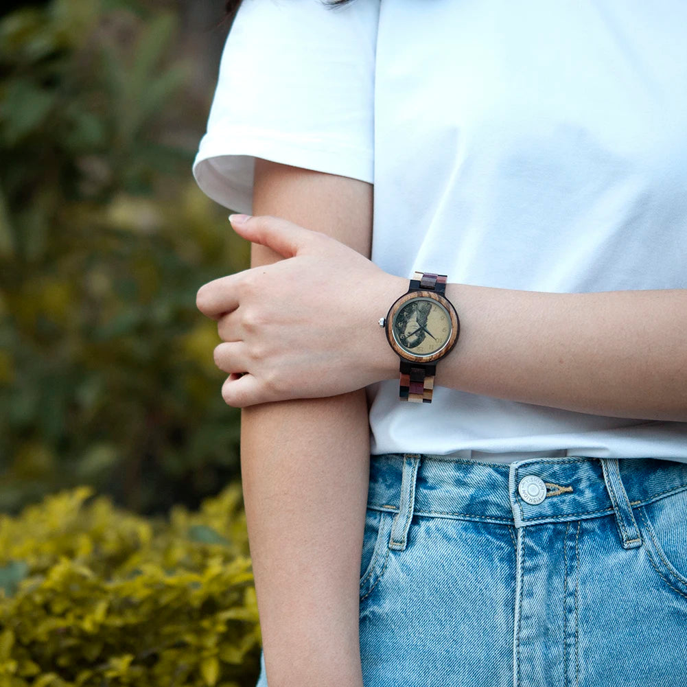 BOBO BIRD Personalized Watch for Men Women Photo Print Wood Wristwatch Birthday Valentine's Day Couple Watches Relogio Mascul