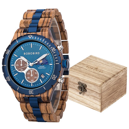 BOBO BIRD Wood Watch Men Luxury Stylish Watches Timepieces Chronograph Military Quartz relogio masculino Dropshipping Customized