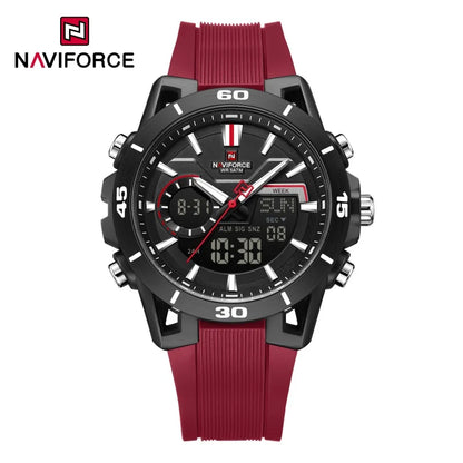 NAVIFORCE Men's 5ATM Waterproof Dual Time Watch Fashion Sport Countdown Alarm Chronograph Wristwatch Man chronograph Alarm Clock