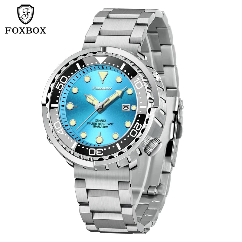 2026 LIGE Fashion Mens Watches Foxbox Top Brand Luxury 5ATM Sports Waterproof Watch for Men Quartz Date Clock Luminous Watch+Box